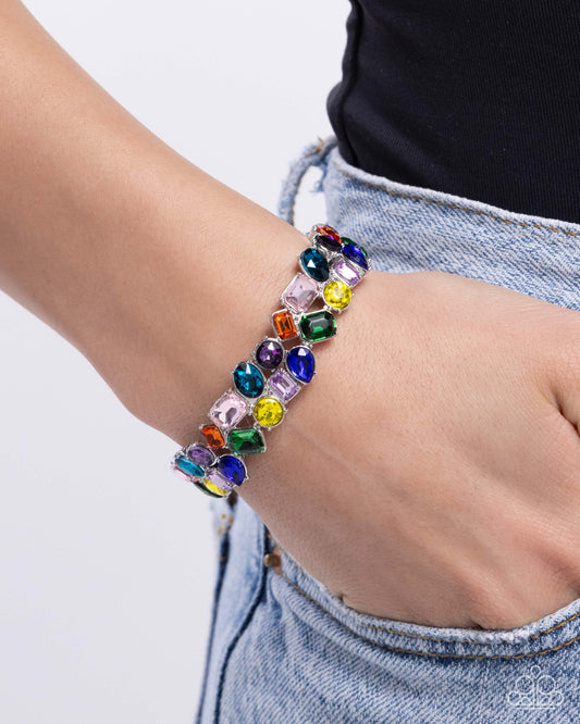 Paparazzi Accessories-Handcrafted Haven Multi Gem Clustered Bracelet