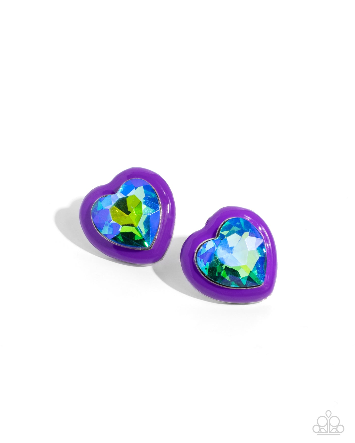 Paparazzi Accessories-Heartfelt Haute Purple Shimmery UV Heart Earrings