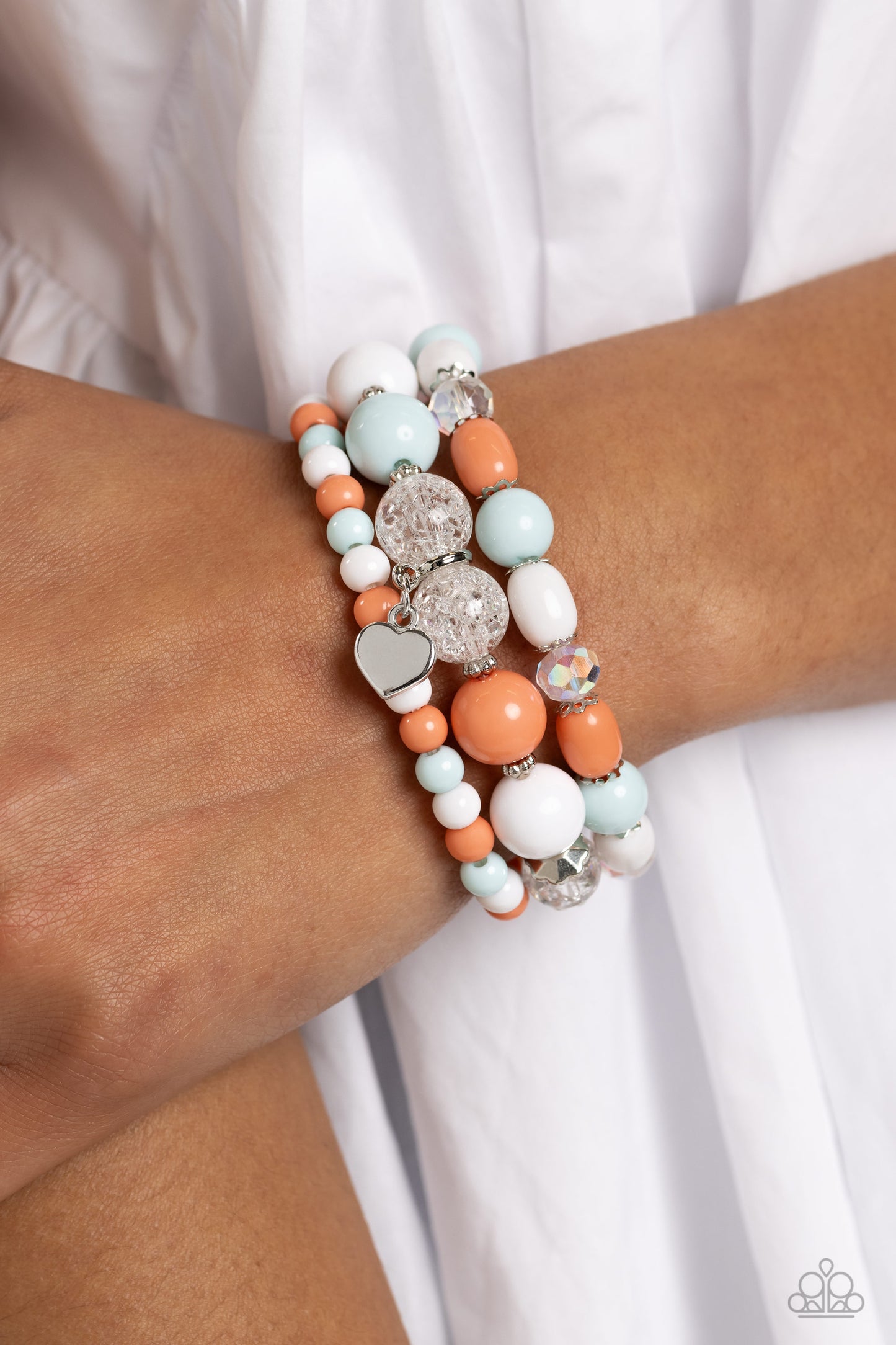 Paparazzi Accessories-Heartfelt Haven Blue Peachy Skylight Bead Bracelet