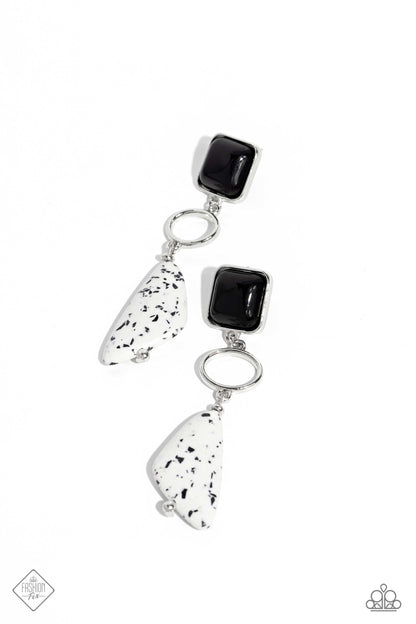 Paparazzi Accessories-High-End Hallmark Black Acrylic Speckled Earrings