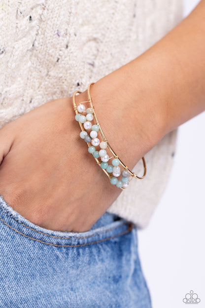 Paparazzi Accessories-High-WIRE Hallmark Gold Earthy Bead Bracelet