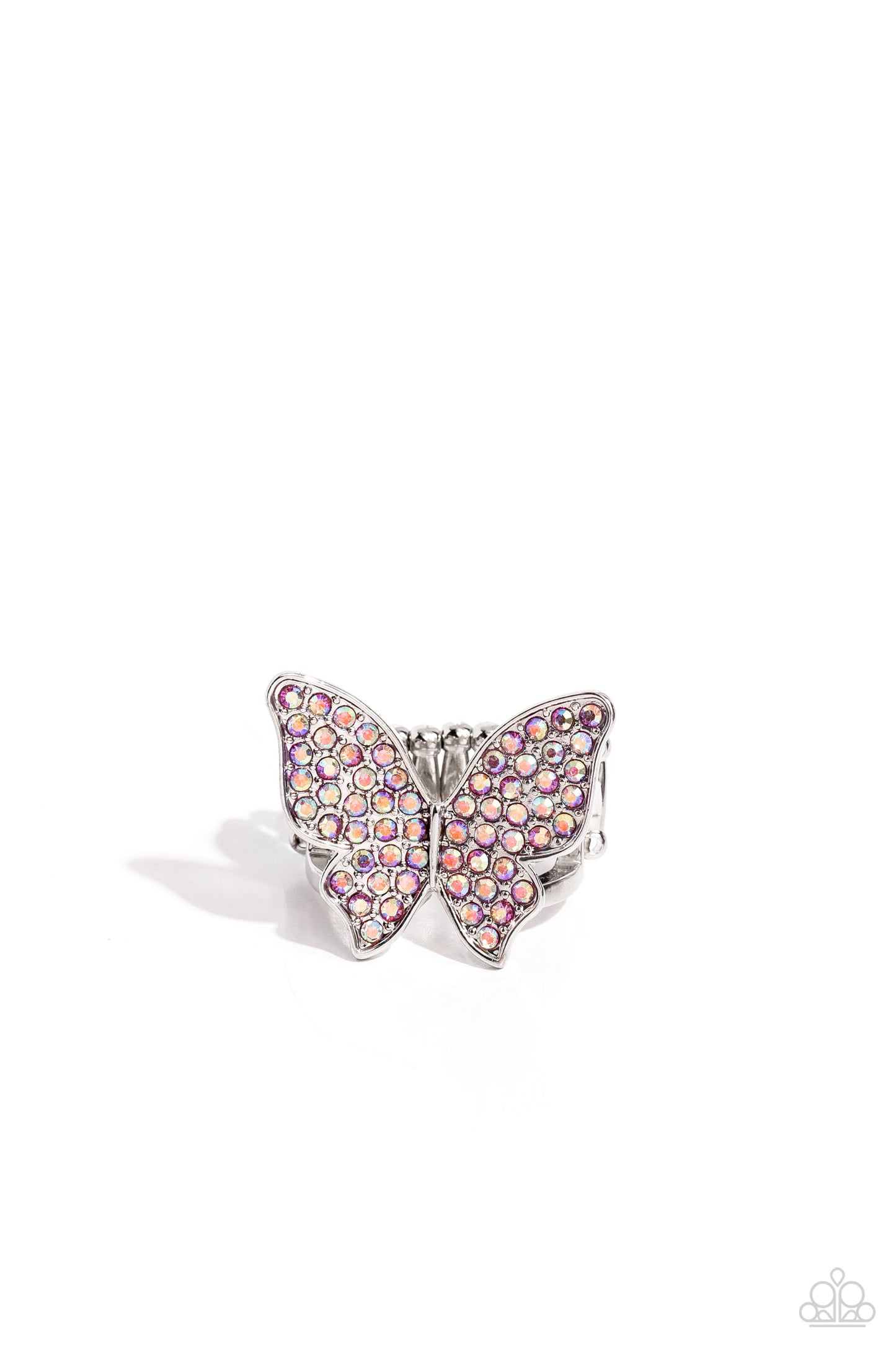 Paparazzi Accessories-High Time Pink Iridescent Butterfly Ring