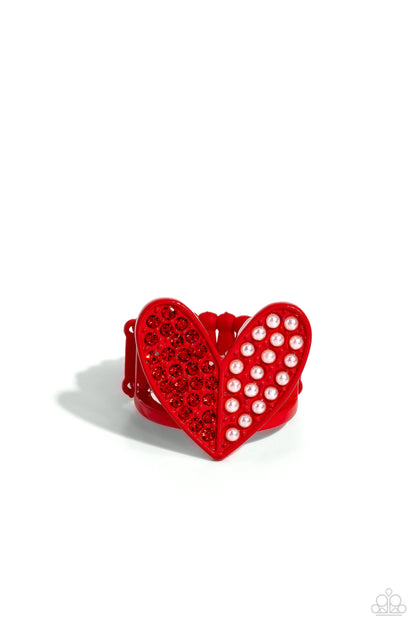 Paparazzi Accessories-Hometown Heart Red Dainty Rhinestone Ring