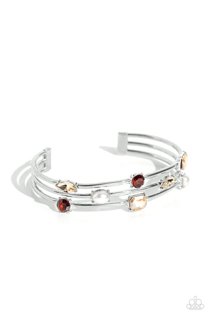 Paparazzi Accessories-Honest Heirloom Brown Sparkling Silver Bar Bracelet
