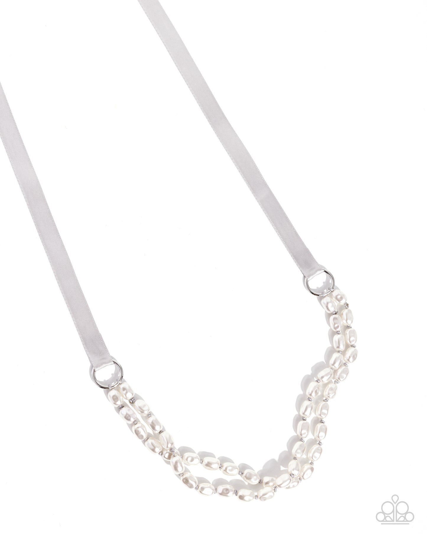 Paparazzi Accessories-Honorable Haute Silver Ribbon Necklace Set