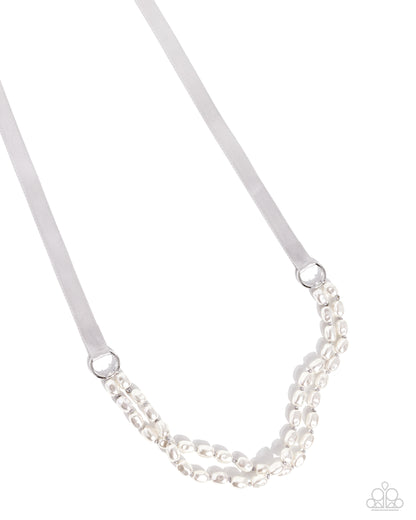 Paparazzi Accessories-Honorable Haute Silver Ribbon Necklace Set
