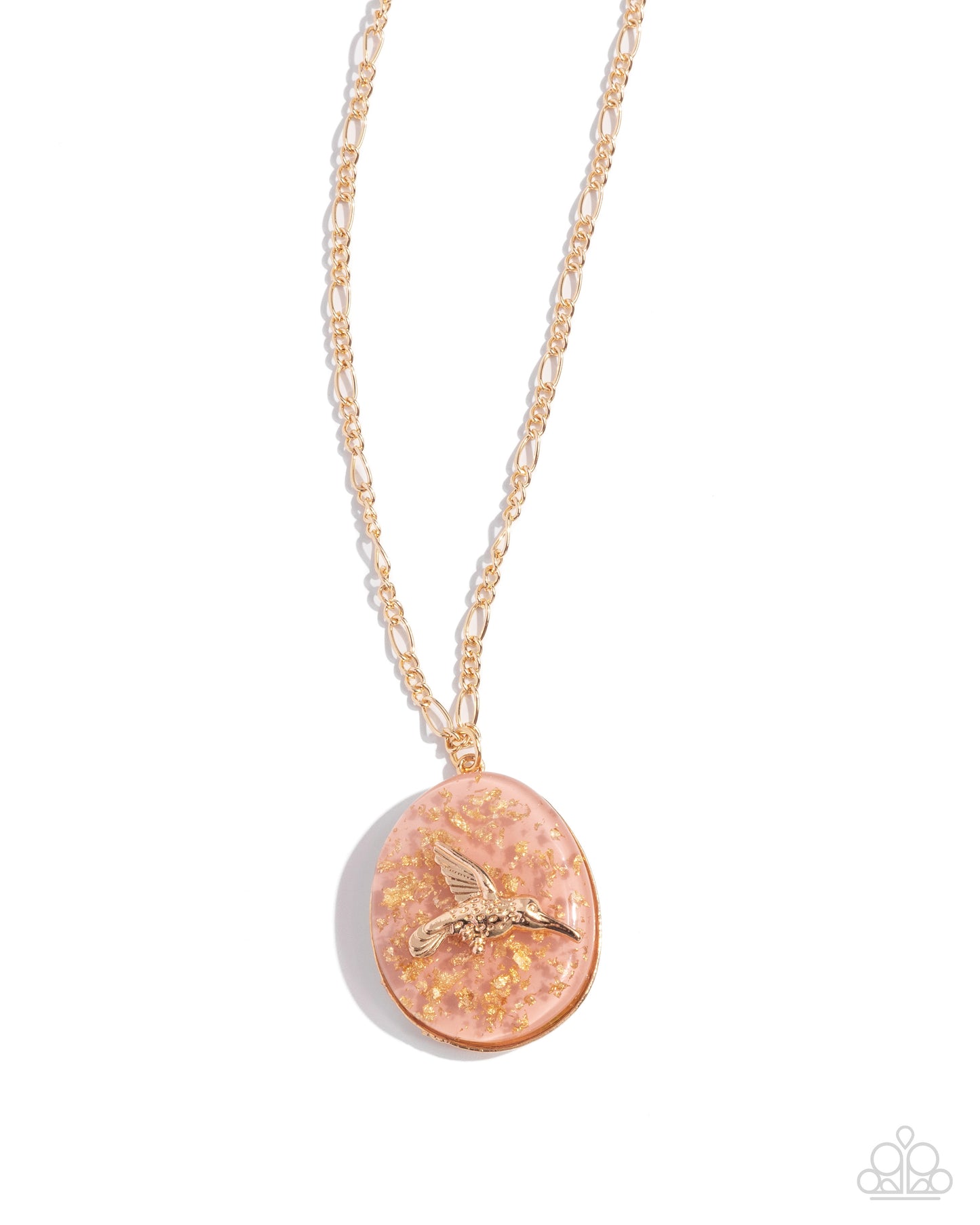 Paparazzi Accessories-Hummingbird Haute Pink Oval Fleck Necklace Set