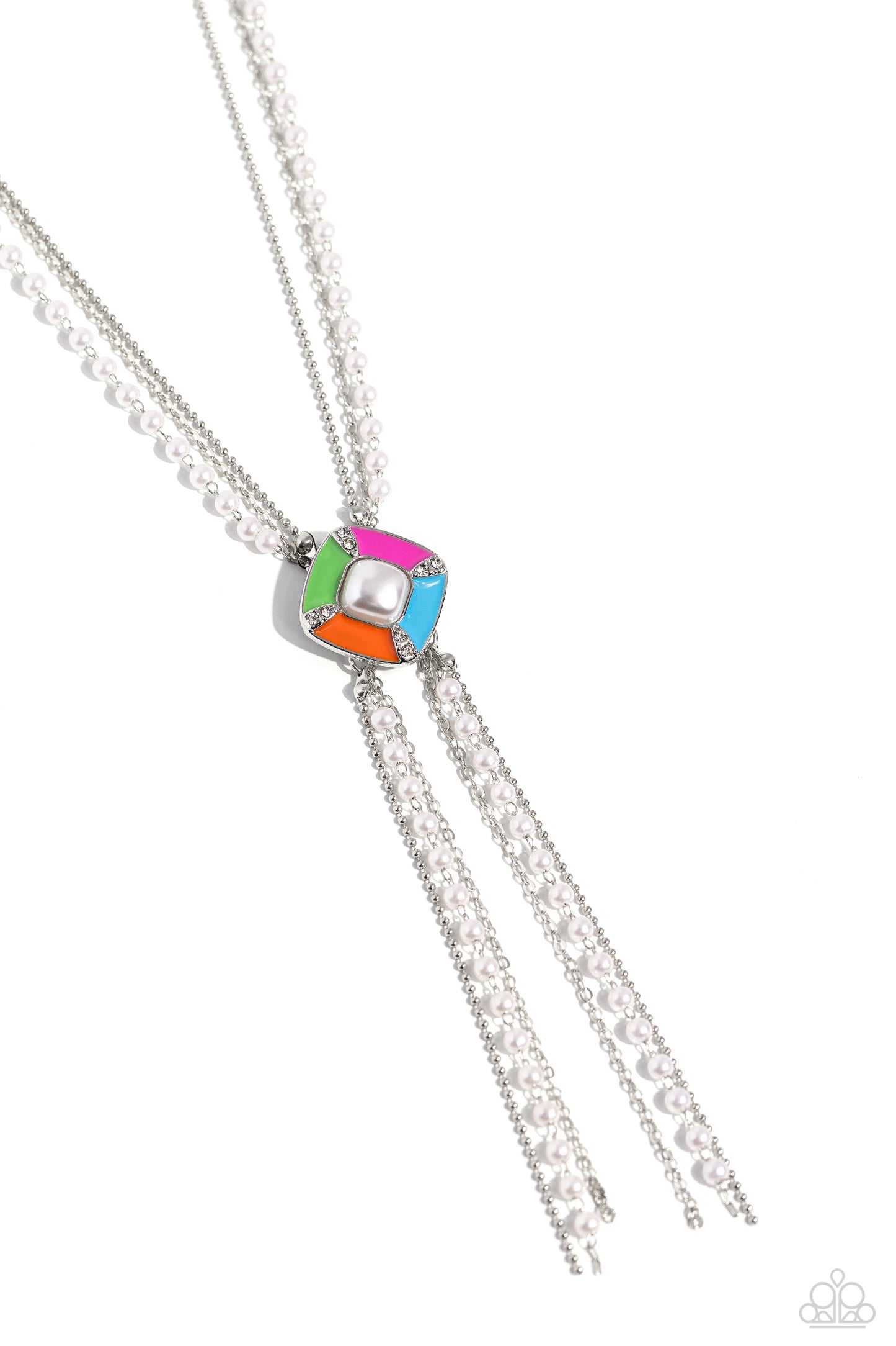 Paparazzi Accessories-I Pinky SQUARE Multi Colored Tassel Pendant Set
