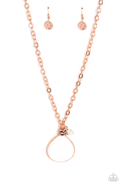 Paparazzi Accessories-I Put A SHELL On You Copper White Pearl Necklace Set