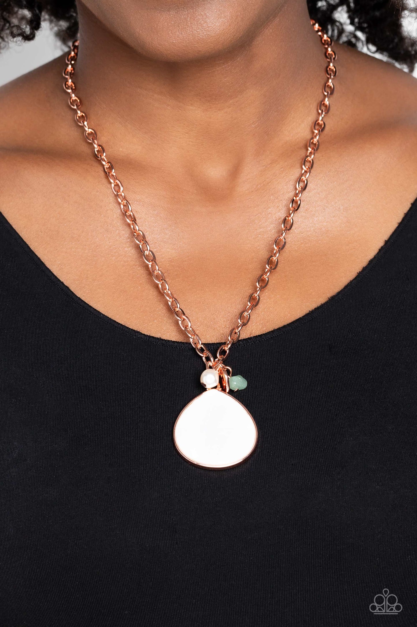 Paparazzi Accessories-I Put A SHELL On You Copper White Pearl Necklace Set