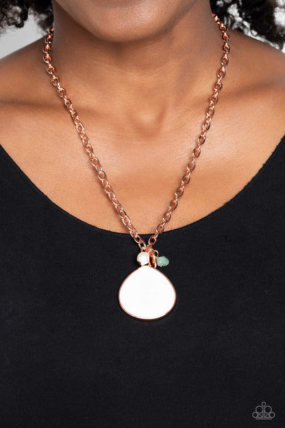 Paparazzi Accessories-I Put A SHELL On You Copper White Pearl Necklace Set