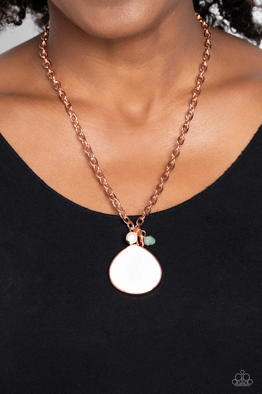 Paparazzi Accessories-I Put A SHELL On You Copper White Pearl Necklace Set