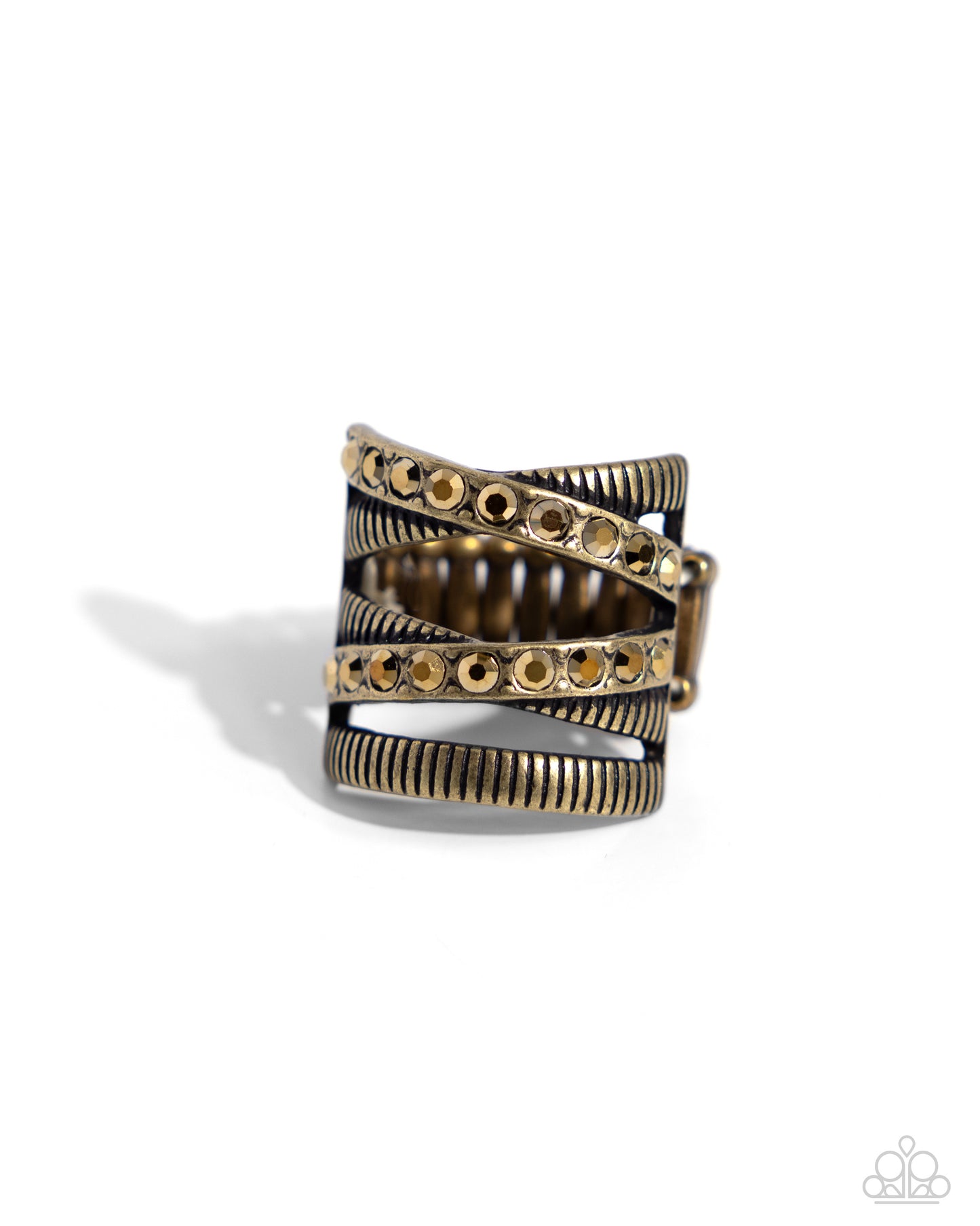 Paparazzi Accessories-Industrial Intersection Brass Crisscross Ring