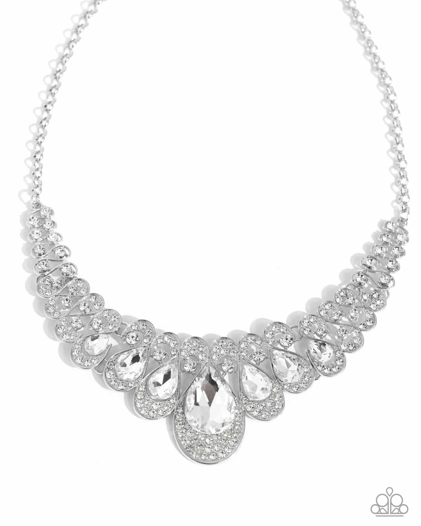 Paparazzi Accessories-Infinite Idol White Solitaire Teardrop Necklace Set