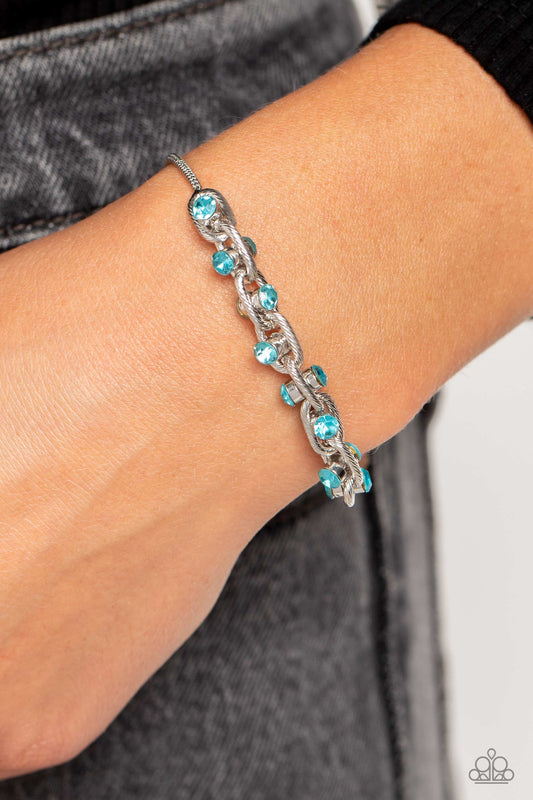 Paparazzi Accessories-Intertwined Illusion Blue Oval Rhinestone Bracelet