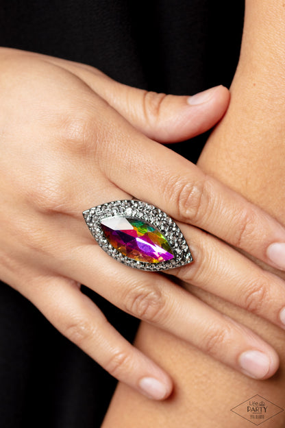 Paparazzi Accessories-Jaw-Dropping Dazzle Multi UV Hematite LOTP Ring