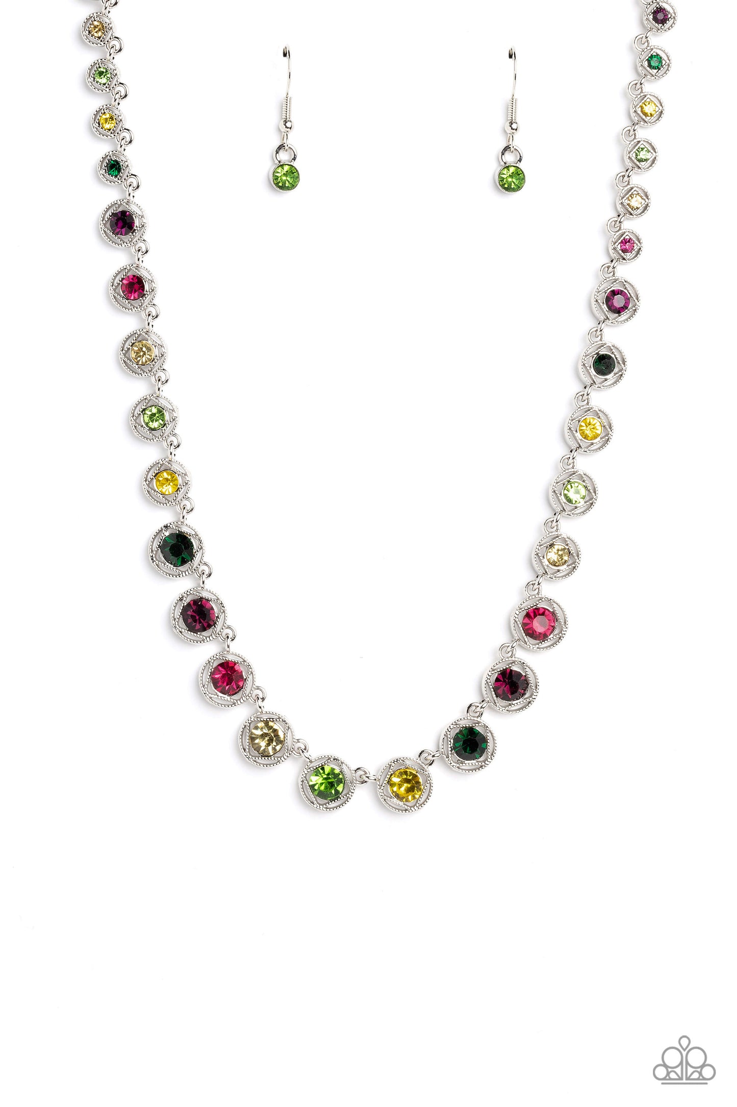 Paparazzi Accessories-Kaleidoscope Charm Multi Rhinestone LOTP Necklace Set