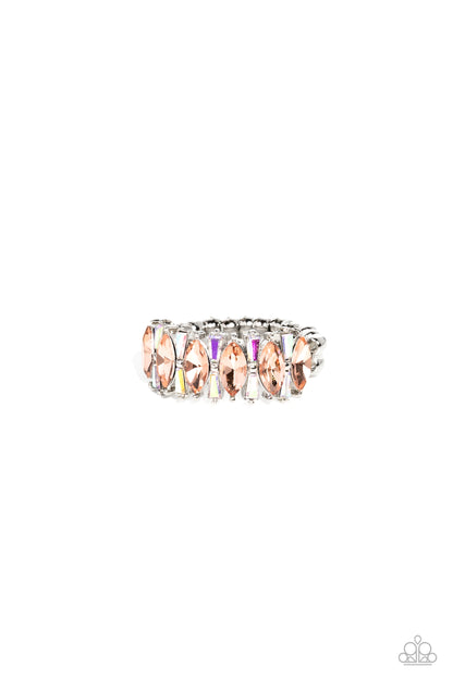 Paparazzi Accessories-Kaleidoscopic Knockout Orange Glassy Rhinestone Ring