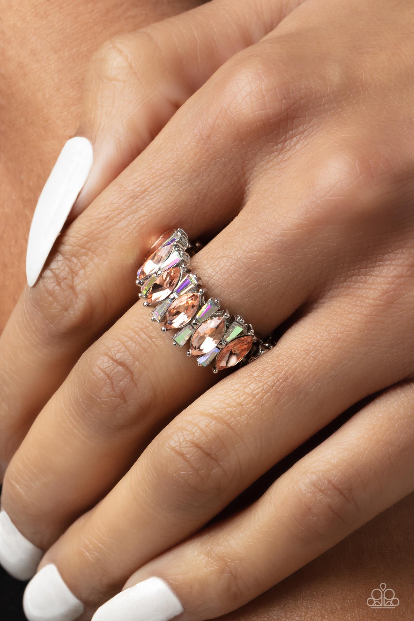 Paparazzi Accessories-Kaleidoscopic Knockout Orange Glassy Rhinestone Ring