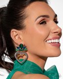 Paparazzi Accessories-Pushing Perfection Green Teardrop Heart Earrings