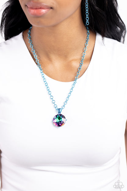 Paparazzi Accessories-Las Vegas DIP Blue UV Pendant Necklace Set
