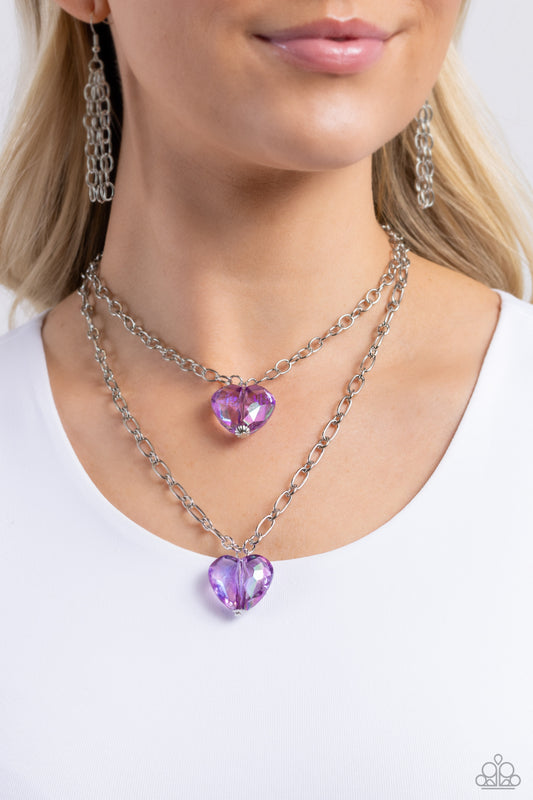 Paparazzi Accessories-Layered Love Purple Double Heart Necklace Set