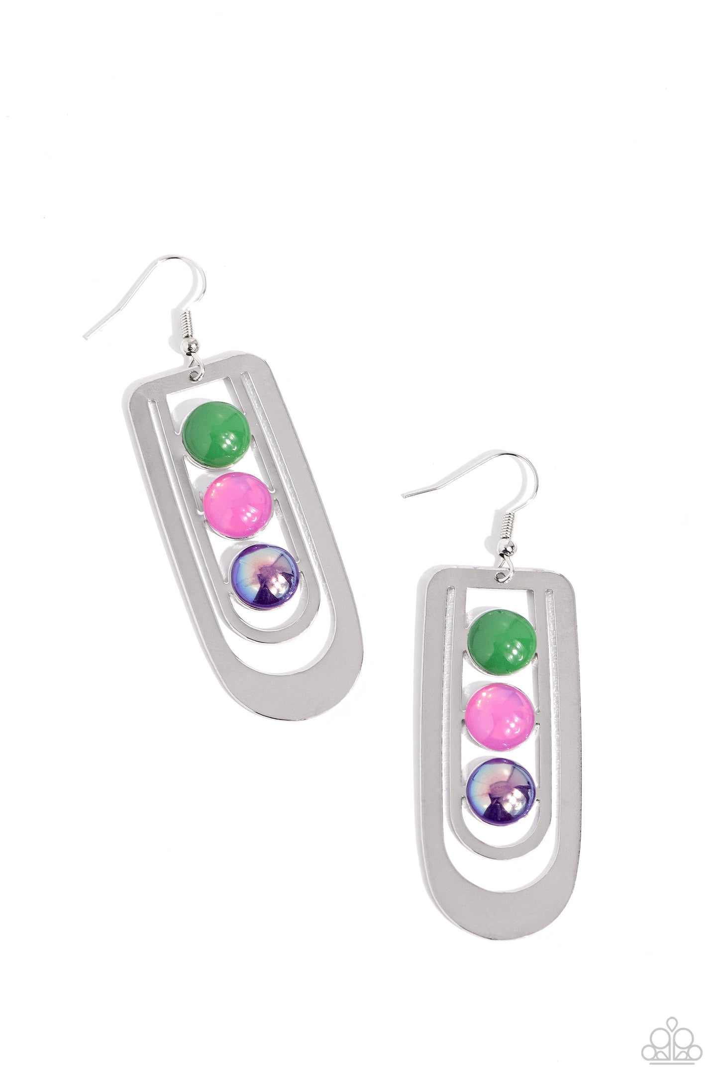 Paparazzi Accessories-Layered Lure Multi UV Oval Frame Earrings