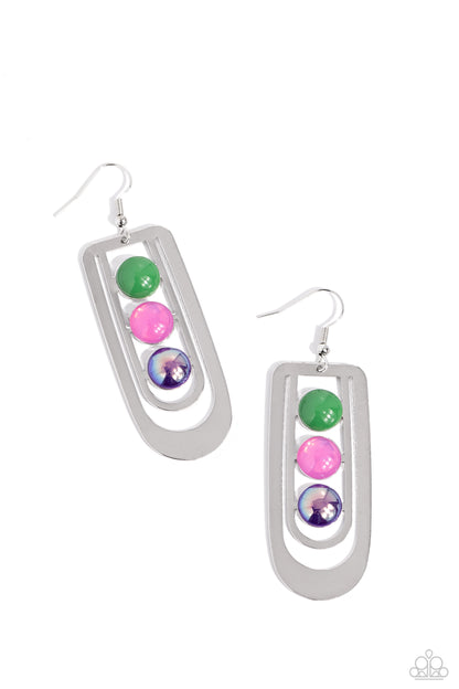 Paparazzi Accessories-Layered Lure Multi UV Oval Frame Earrings