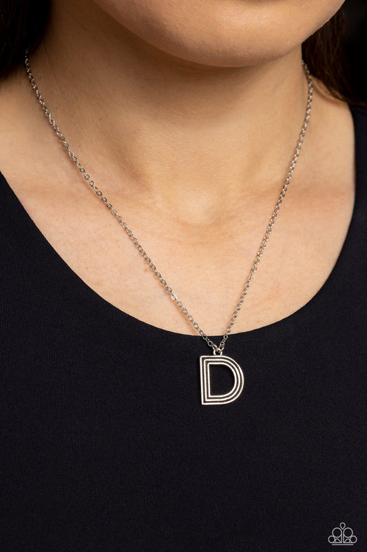 Paparazzi Accessories-Leave Your Initials Silver Letter D Necklace Set
