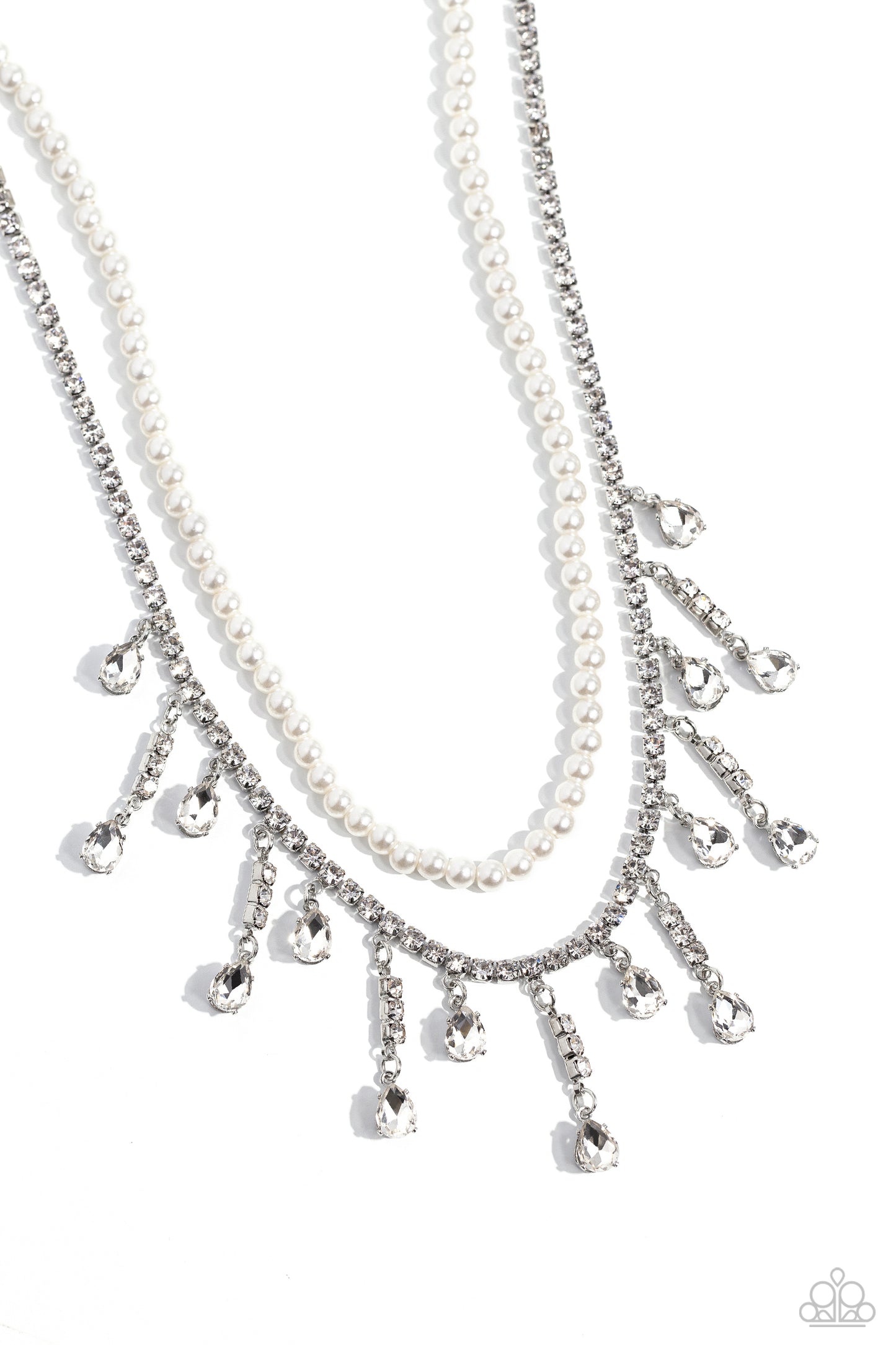 Paparazzi Accessories-Lessons in Luxury White Rhinestone Necklace Set