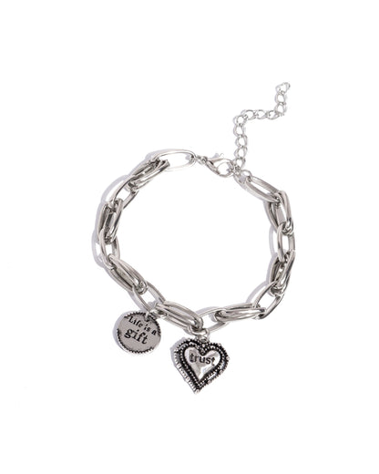 Paparazzi Accessories-Life Is A Gift Silver Paperclip Charm  Bracelet