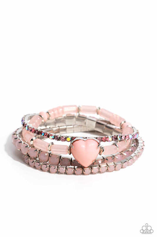 Paparazzi Accessories-LOTP True Love's Theme Pink Crystal Bead Bracelet