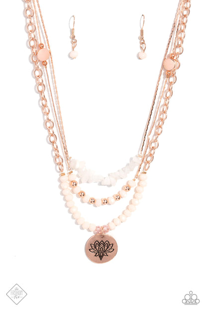 Paparazzi Accessories-Lotus Luxury Rose Gold June 2023 FF Necklace Set