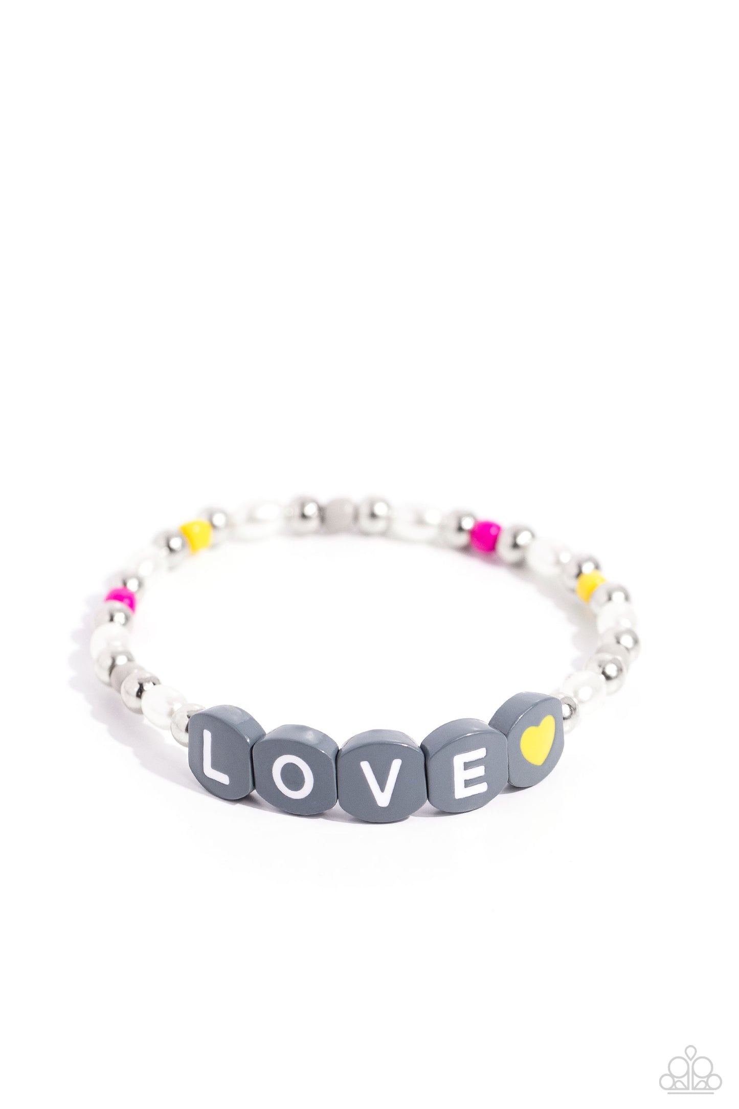 Paparazzi Accessories-Love Language Silver Stud Yellow Seed Bead Bracelet