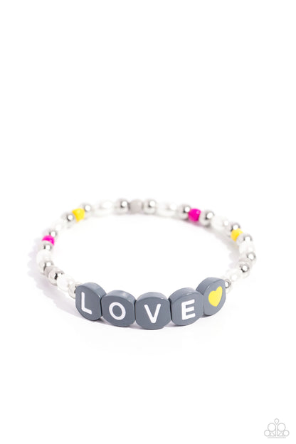 Paparazzi Accessories-Love Language Silver Stud Yellow Seed Bead Bracelet