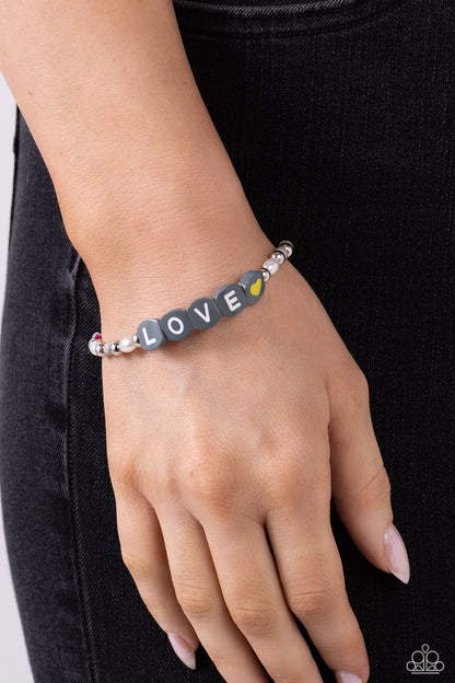 Paparazzi Accessories-Love Language Silver Stud Yellow Seed Bead Bracelet