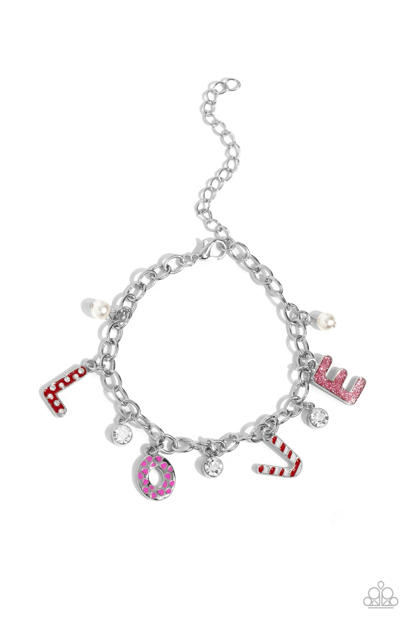 Paparazzi Accessories-Lovestruck Leisure Pink LOVE Valentine Bracelet