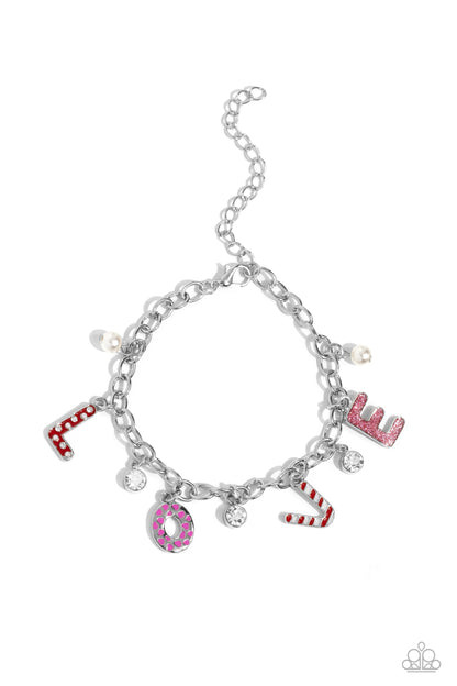 Paparazzi Accessories-Lovestruck Leisure Pink LOVE Valentine Bracelet