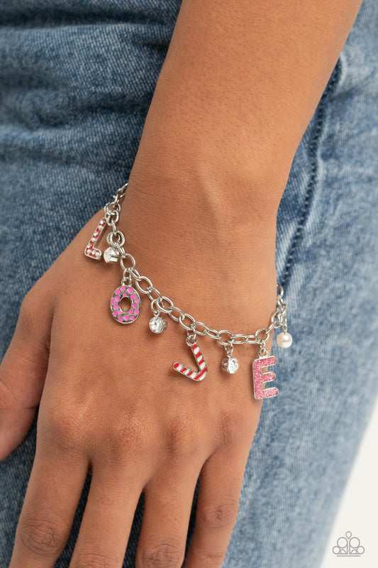 Paparazzi Accessories-Lovestruck Leisure Pink LOVE Valentine Bracelet