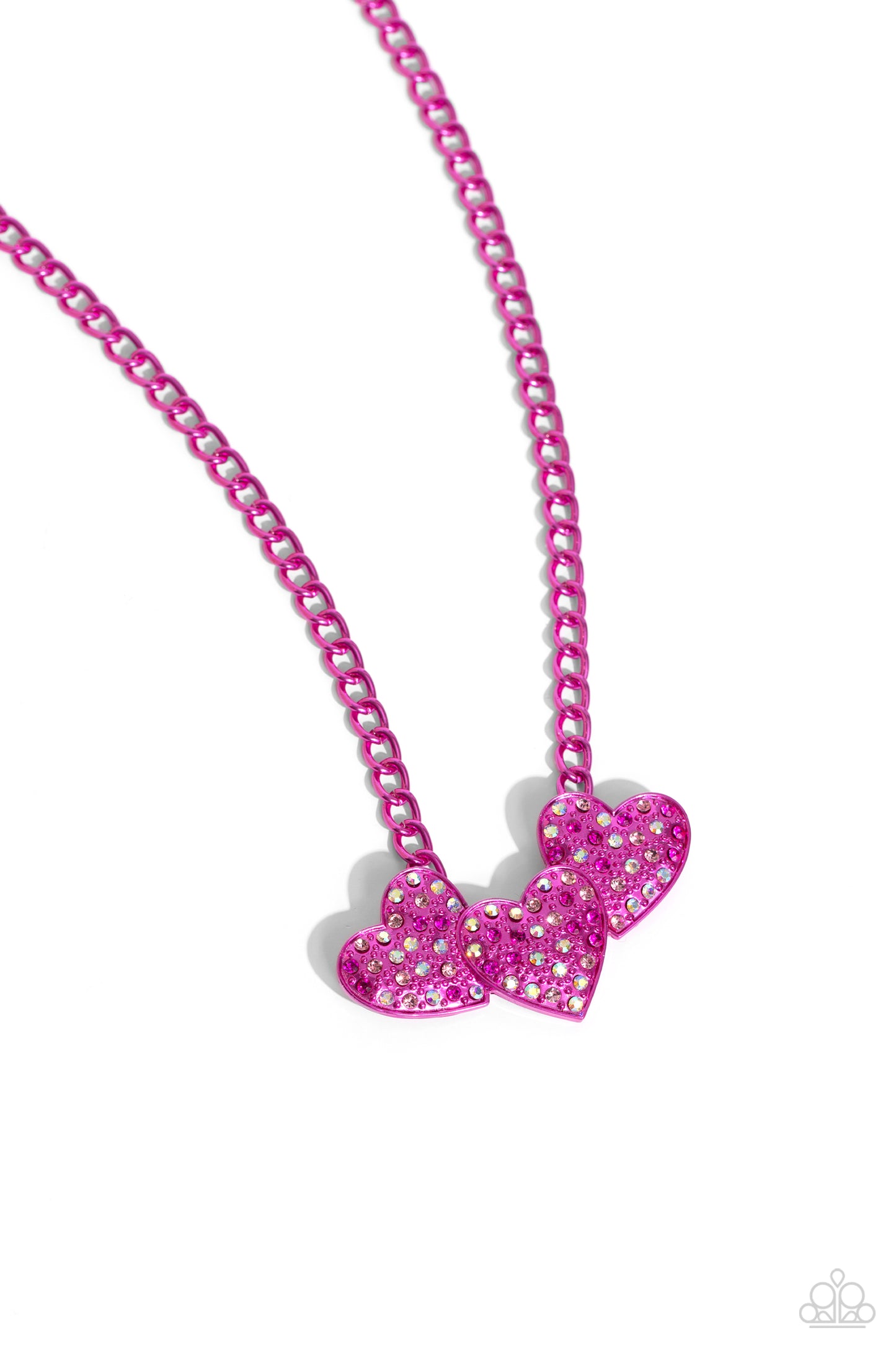 Paparazzi Accessories-Low-Key Lovestruck Pink 3 Heart Necklace Set