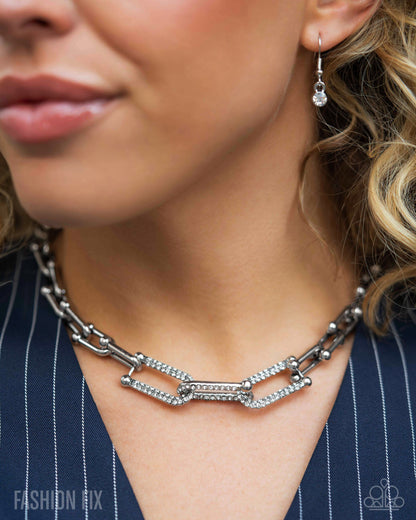 Paparazzi Accessories-Adorably Amped Up Silver Chain Link FF Necklace Set