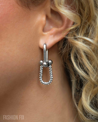 Paparazzi Accessories-Heightened Haute Silver Chain Link FF Earrings