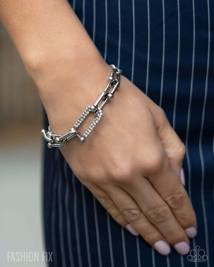 Paparazzi Accessories-Boosted Bling Silver Link Chain FF Loop Bracelet