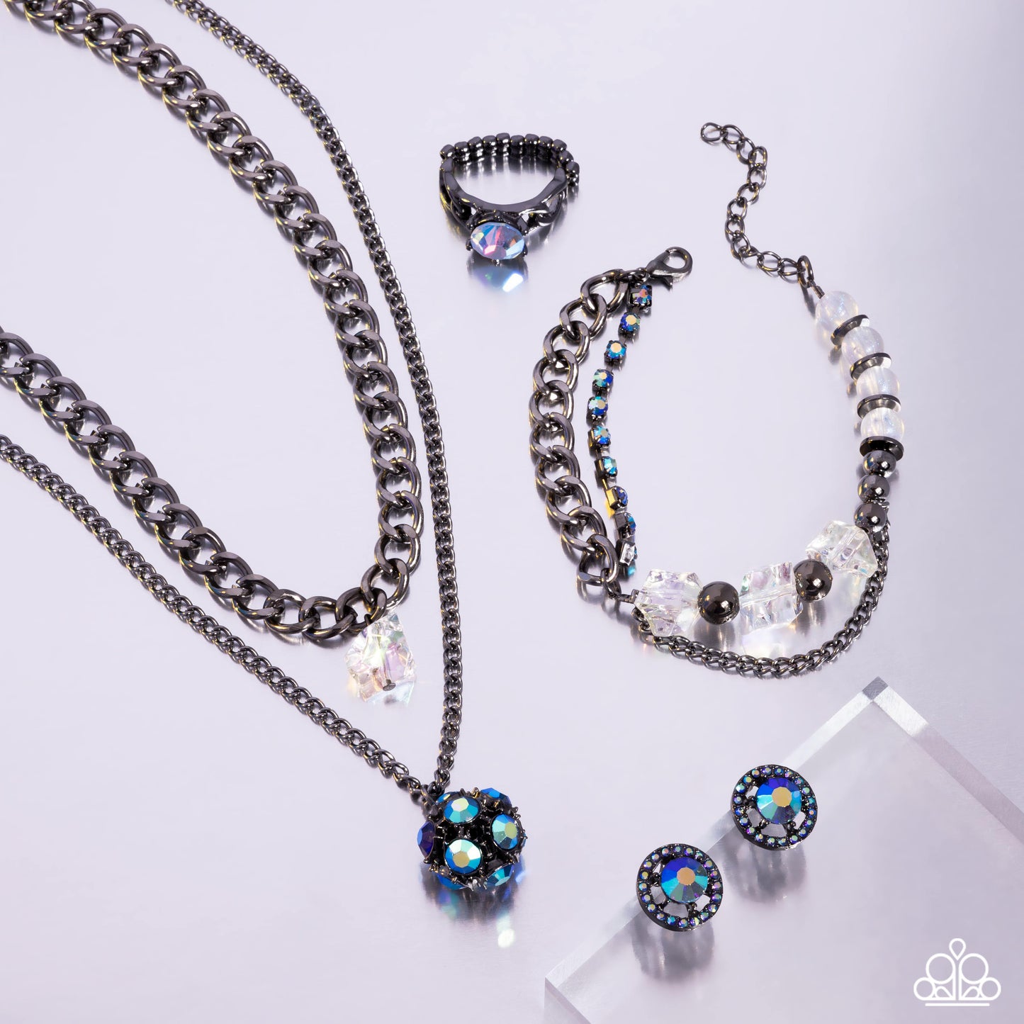 Paparazzi Accessories-Flair For The Fierce Blue FF Necklace Set