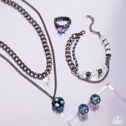 Paparazzi Accessories-Flair For The Fierce Blue FF Necklace Set