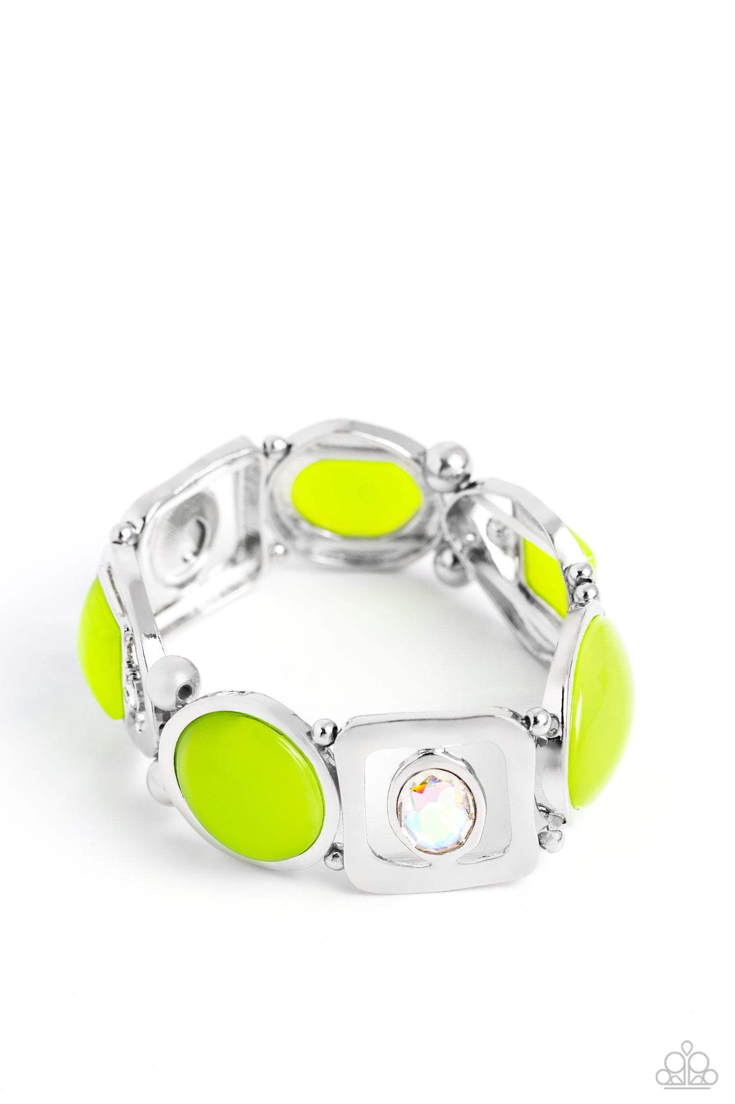 Paparazzi Accessories-Majestic Mashup Green Acrylic Iridescent Bracelet