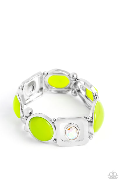 Paparazzi Accessories-Majestic Mashup Green Acrylic Iridescent Bracelet