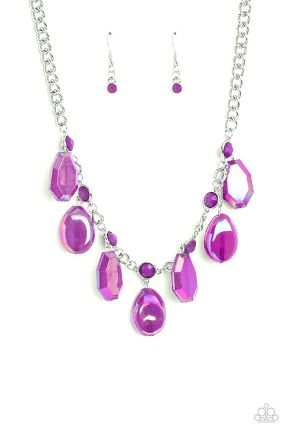 Paparazzi Accessories-Maldives Mural Purple Geometric Bead Necklace Set