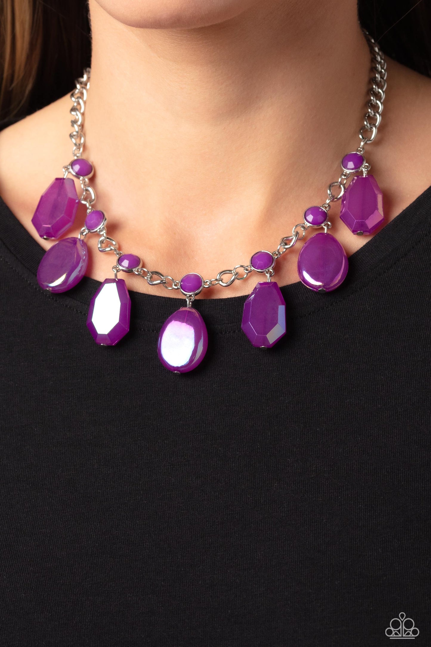 Paparazzi Accessories-Maldives Mural Purple Geometric Bead Necklace Set