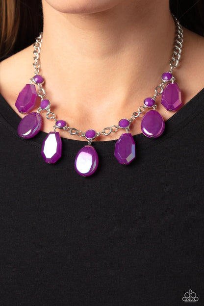 Paparazzi Accessories-Maldives Mural Purple Geometric Bead Necklace Set